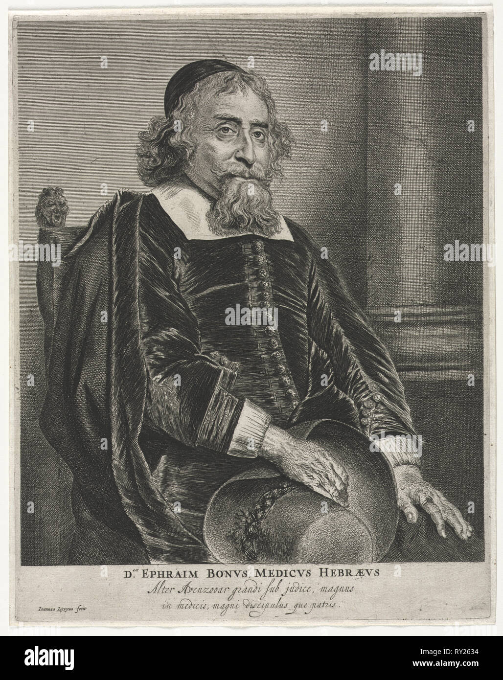 Éphraïm Bonus. Jan Lievens (Néerlandais, 1607-1674). Eau-forte Banque D'Images