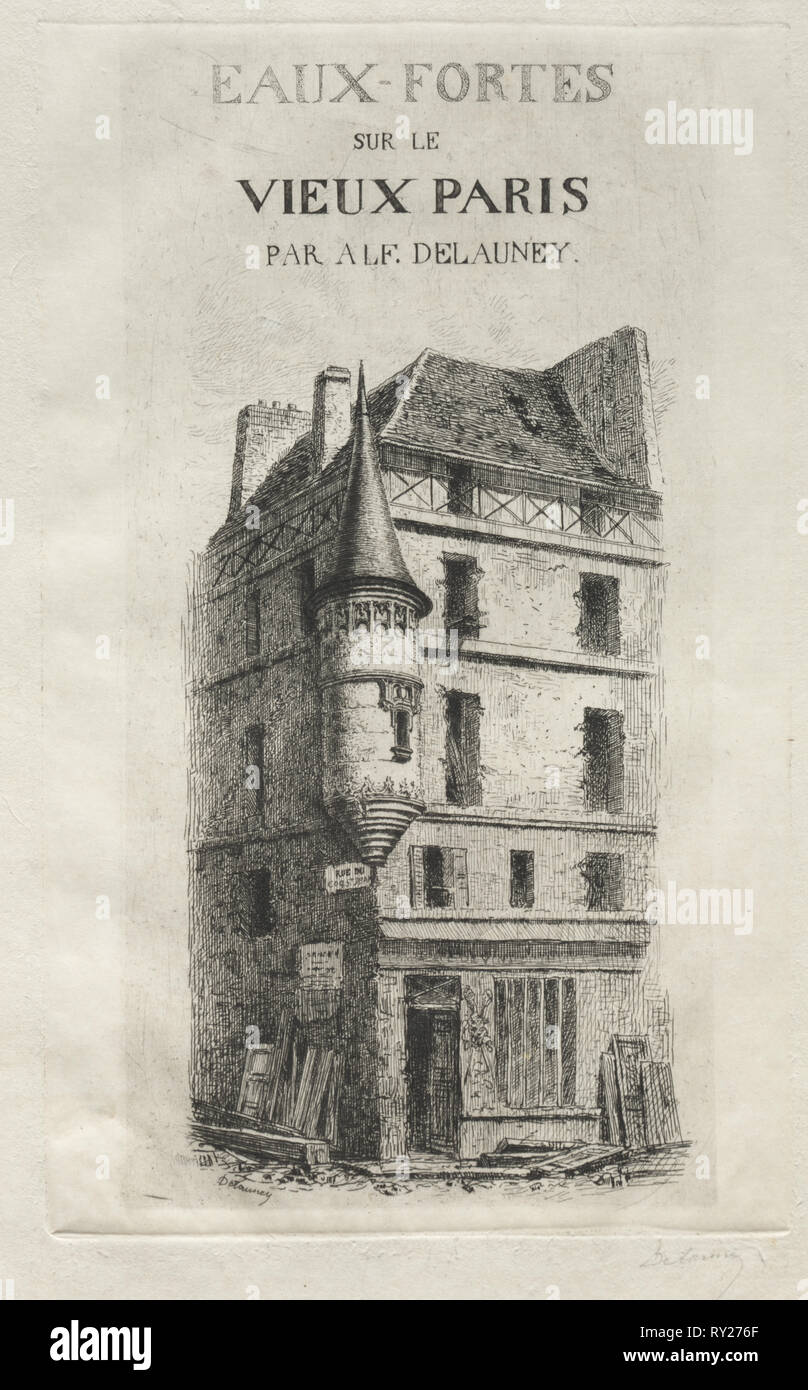 Tourelle rue de Saint-Jean de coq. Alfred Alexandre Delauney (Français, 1830-1894). Pointe sèche Banque D'Images