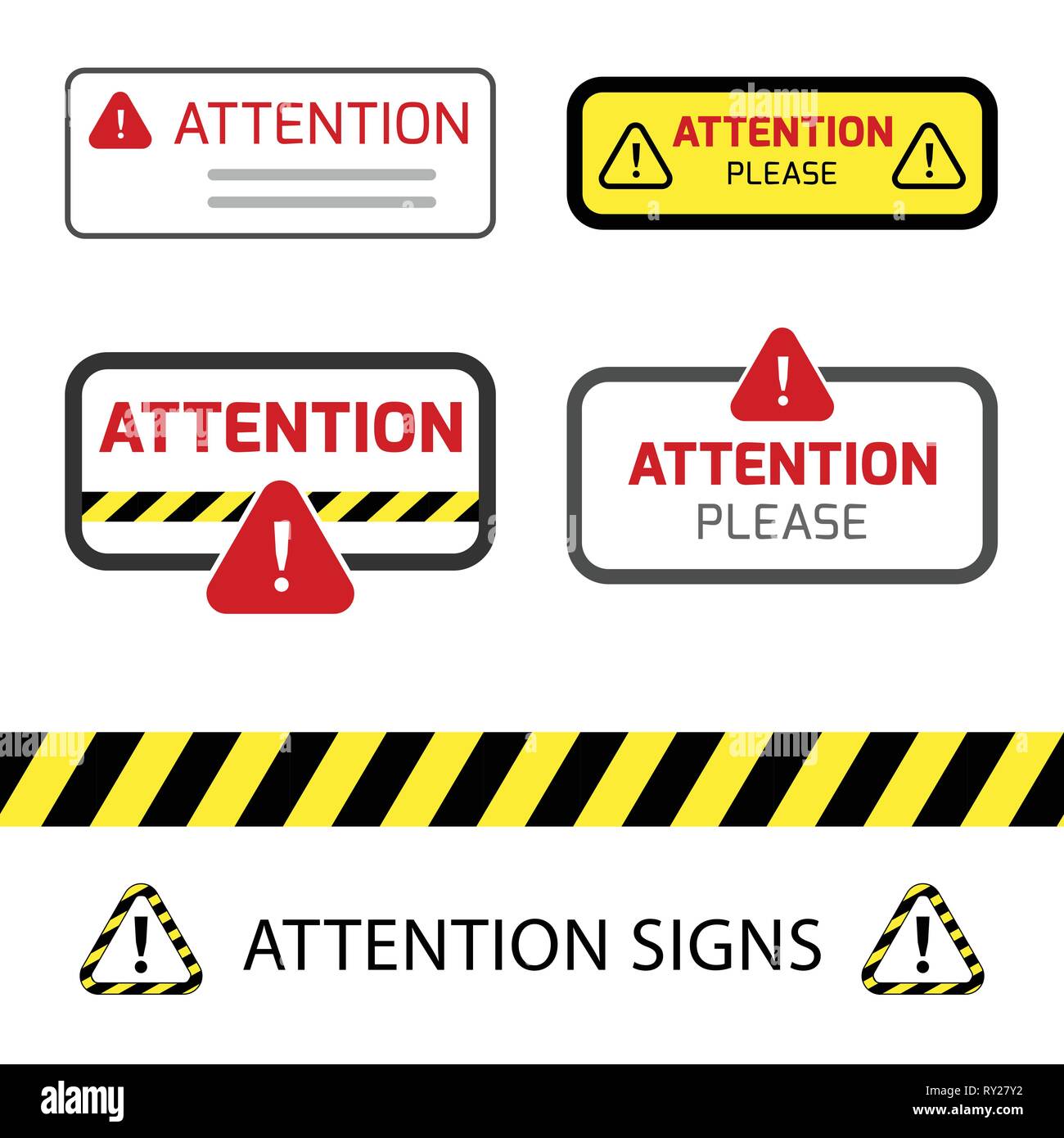 Le signe de danger, avertissement, signe d'attention. Danger Avertissement Attention, l'icône icône icône Illustration de Vecteur