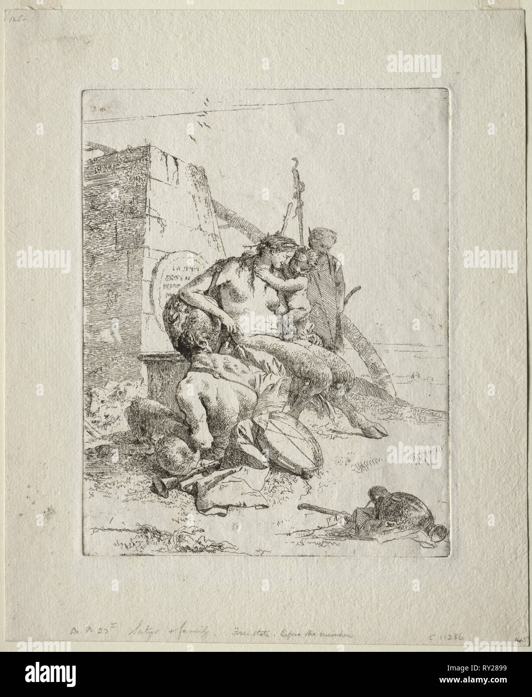 Scherzi : Satyr Famille avec l'Obélisque. Giovanni Battista Tiepolo (italien, 1696-1770). Eau-forte Banque D'Images
