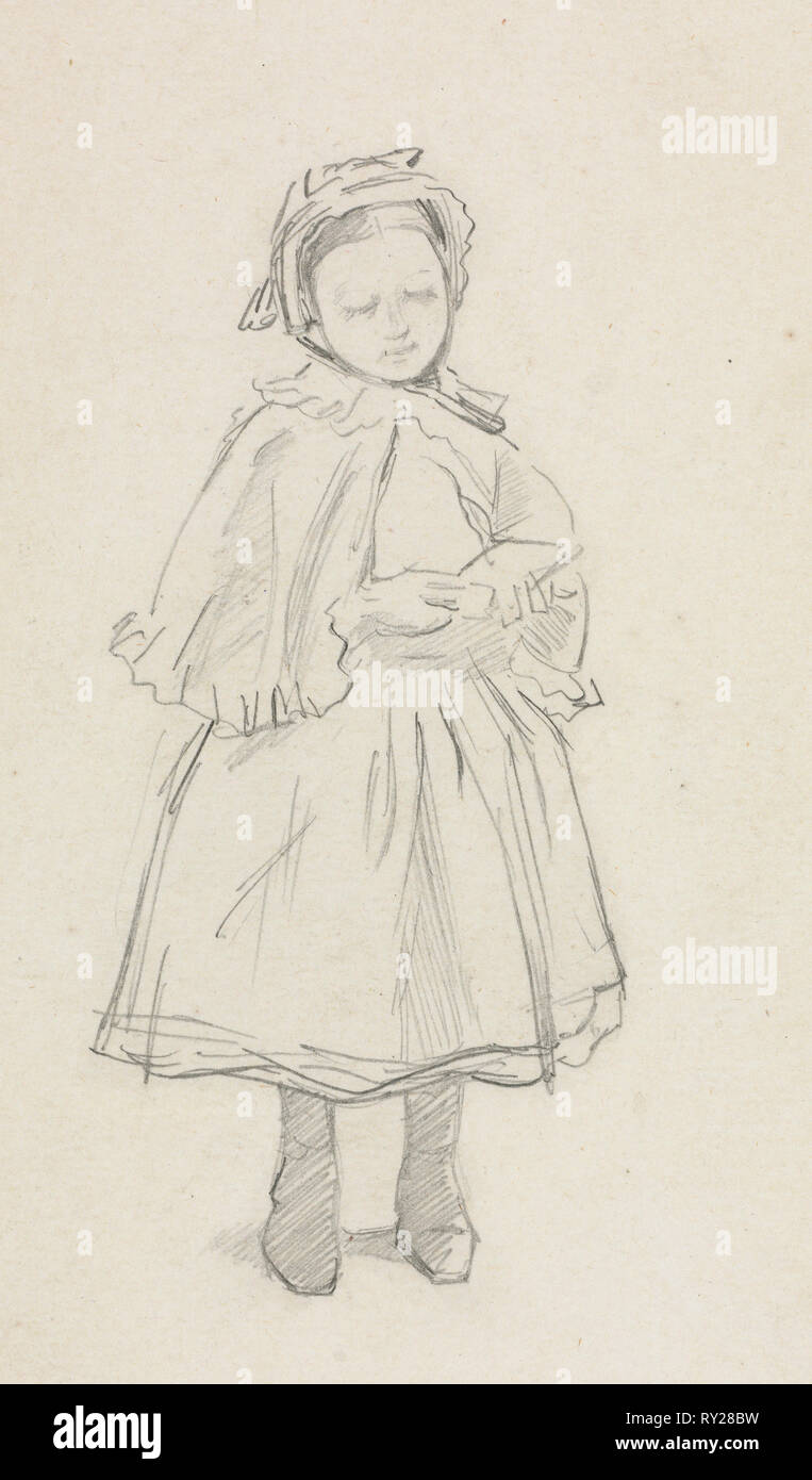 Étude pour une petite fille. Charles Samuel Keene (britannique, 1823-1891). Graphite ; feuille : 16,4 x 97 cm (6 7/16 x 38 3/16 po Banque D'Images