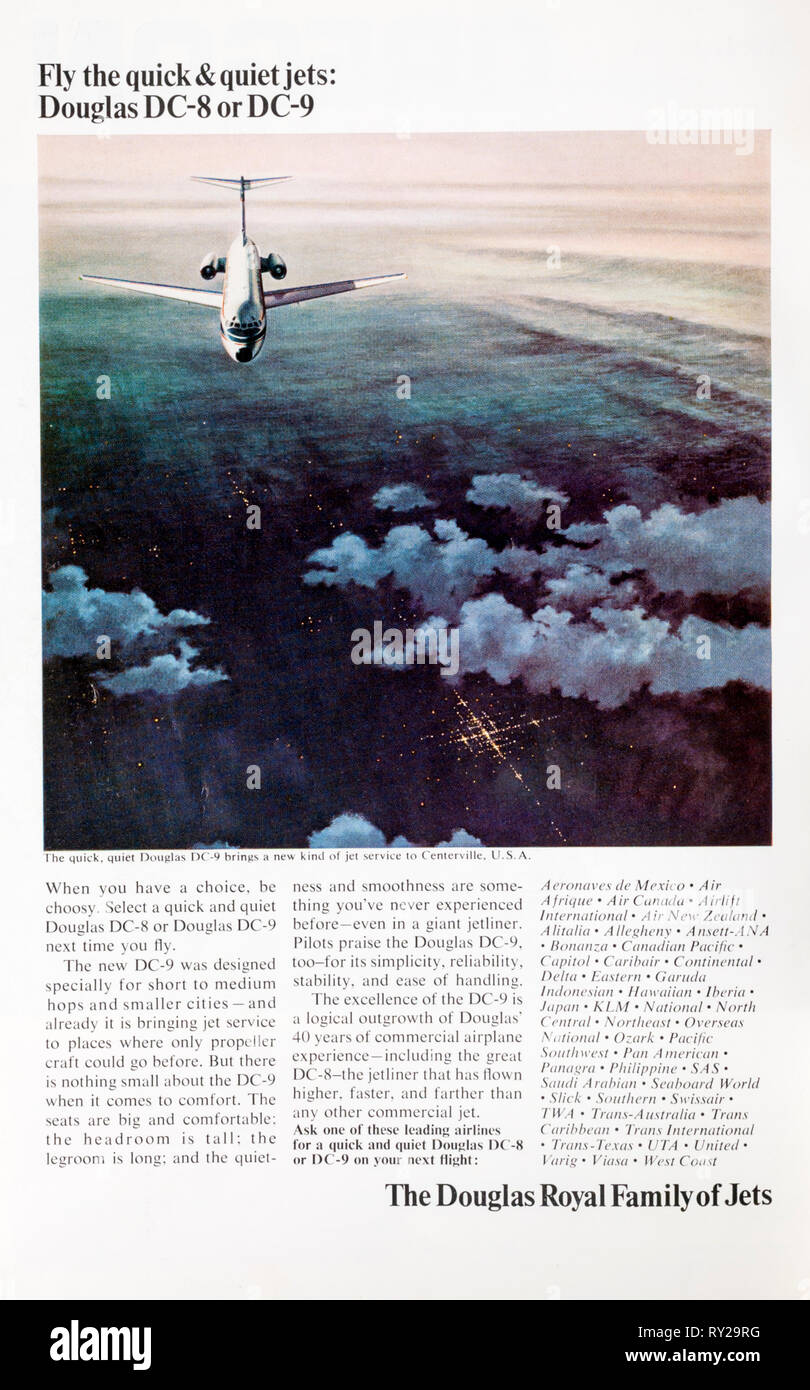 Un magazine 1966 Publicité Publicité jets Douglas. Banque D'Images