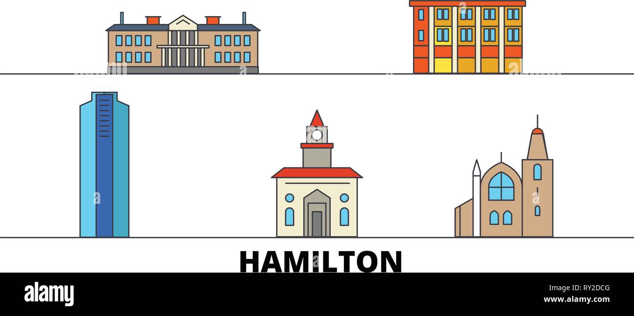 Canada, Hamilton télévision landmarks vector illustration. Hamilton, Canada line city avec de célèbres sites de voyage, d'horizon, design. Illustration de Vecteur