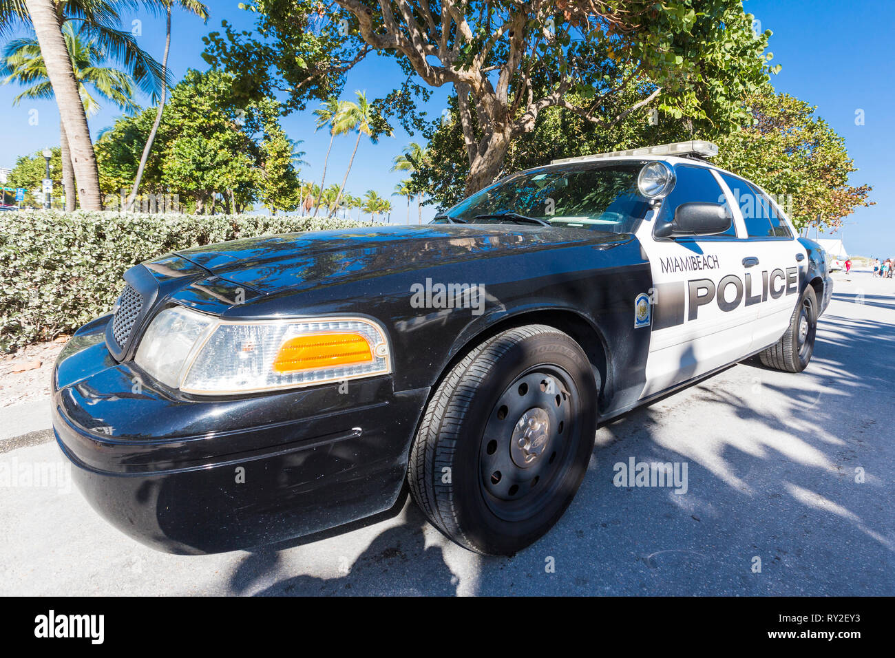 Ein der Fahrzeueg THEMENBILD La police de Miami Beach, Floride 08.02.2017 bei Bildnachweis : Mario Hommes / HH-Photographie Banque D'Images