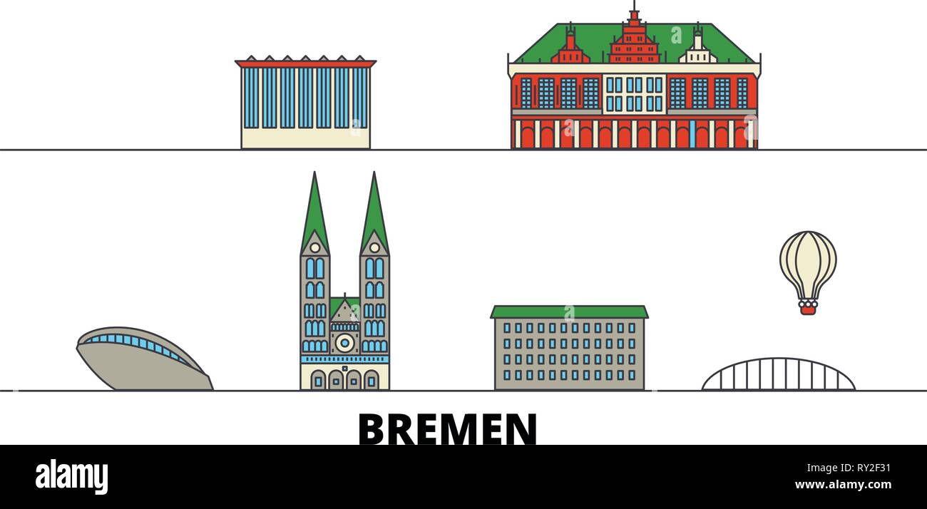 Allemagne, Bremen télévision landmarks vector illustration. Allemagne, Bremen line city avec de célèbres sites de voyage, d'horizon, design. Illustration de Vecteur