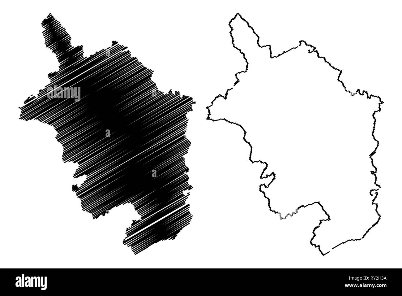 Monmouthshire (Royaume-Uni, pays de Galles, Cymru, principaux domaines de Galles) map vector illustration gribouillage, croquis Comté de Monmouthshire site Illustration de Vecteur