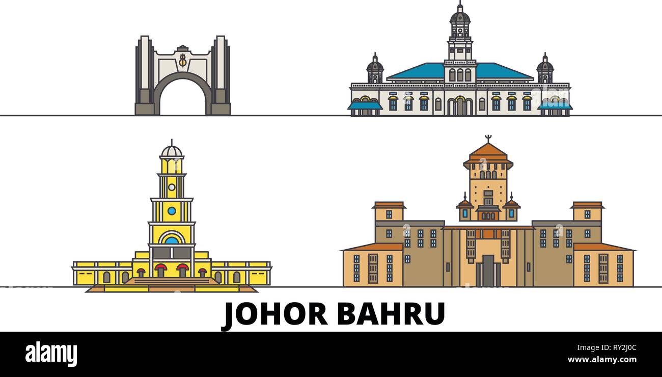La Malaisie, Johor Bahru télévision landmarks vector illustration. La