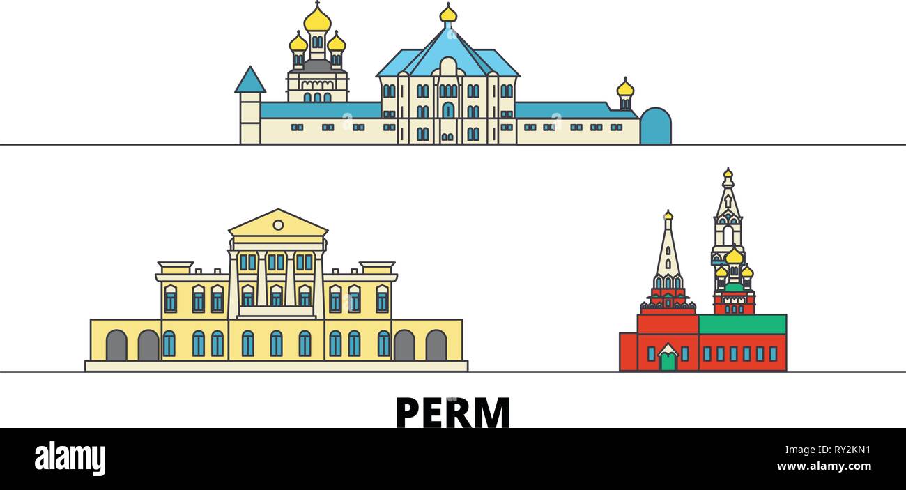 La Russie, Moscow télévision landmarks vector illustration. La Russie, Moscow line city avec de célèbres sites de voyage, d'horizon, design. Illustration de Vecteur