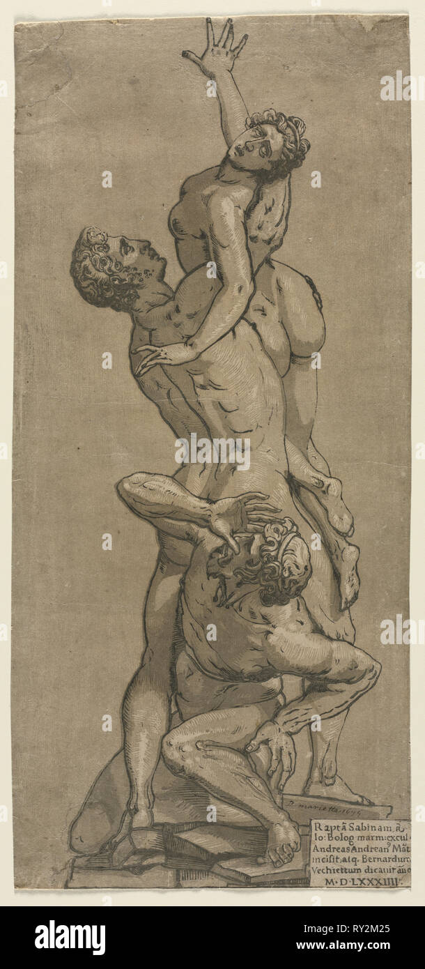 L'enlèvement d'une Sabine Femme. Andrea Andreani (italien, à propos de 1558-1610), après Giambologna (flamande, 1529-1608). Gravure sur bois clair-obscur Banque D'Images