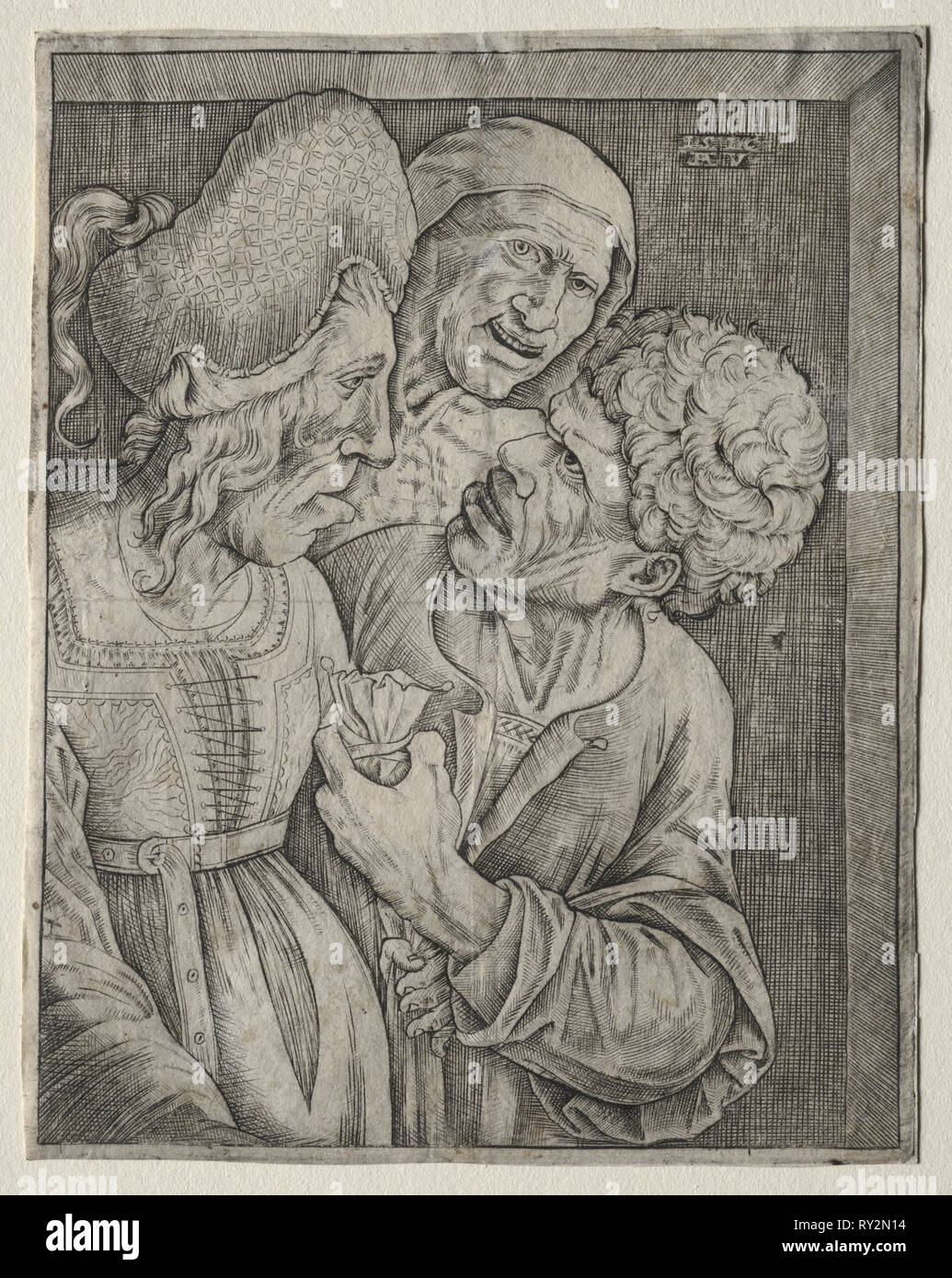La vieille femme riche. Agostino Musi (italien, 1490-1540). Gravure Banque D'Images