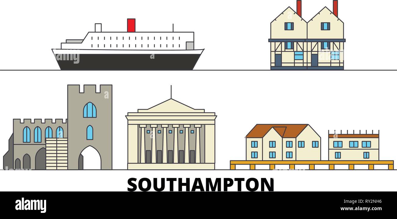 Royaume-uni, Southampton télévision landmarks illustration vectorielle. Royaume-uni, Southampton line city avec de célèbres sites de voyage, d'horizon, design. Illustration de Vecteur