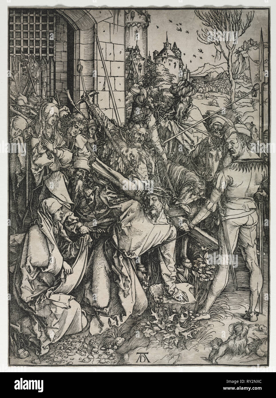 La grande passion : le Christ portant la croix. Albrecht Dürer (allemand, 1471-1528). Gravure sur bois Banque D'Images