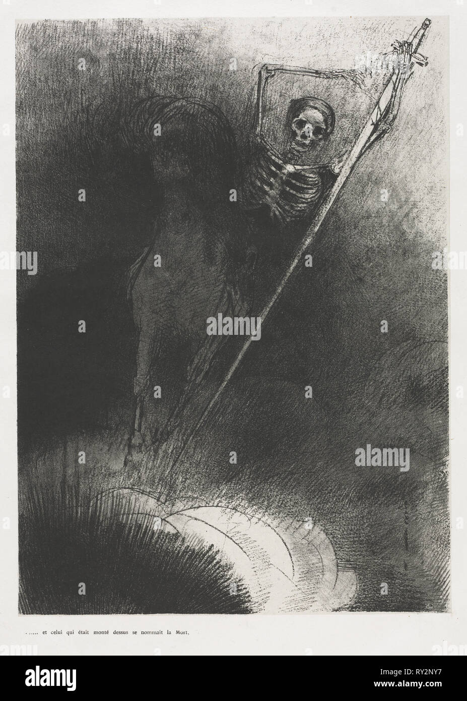 L'Apocalypse de Saint Jean : Et celui qui s'appelait lui-même la mort, 1899. Odilon Redon (Français, 1840-1916). Lithographie Banque D'Images