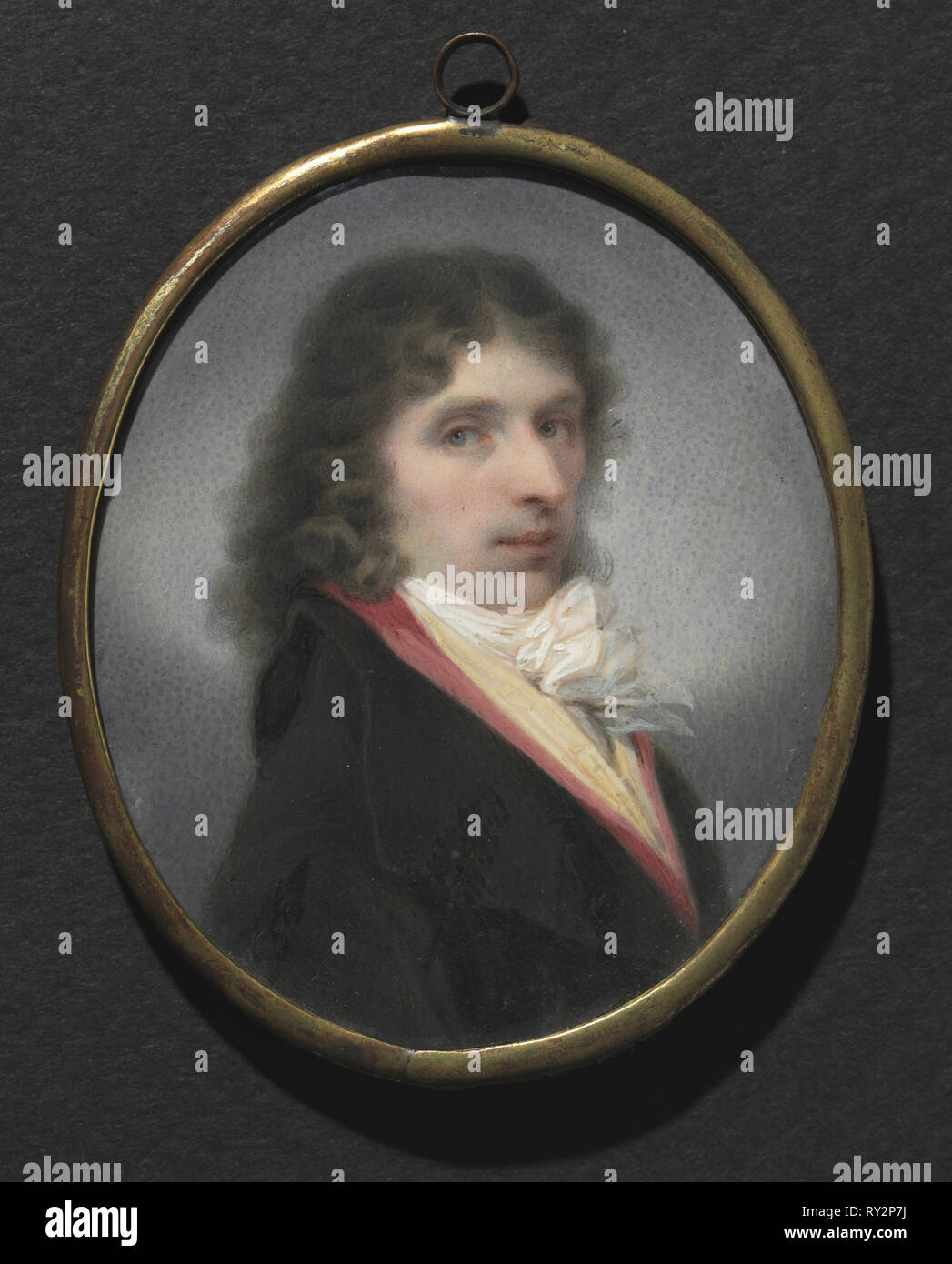 Portrait d'un homme, c. 1795. L'Autriche, l'école viennoise, fin du 18e siècle. Aquarelle sur ivoire dans un cadre en métal doré ; montage : 7,2 x 6 cm (2 13/16 x 2 3/8 in.) ; non : 6,7 x 5,6 cm (2 5/8 x 2 3/16 in Banque D'Images