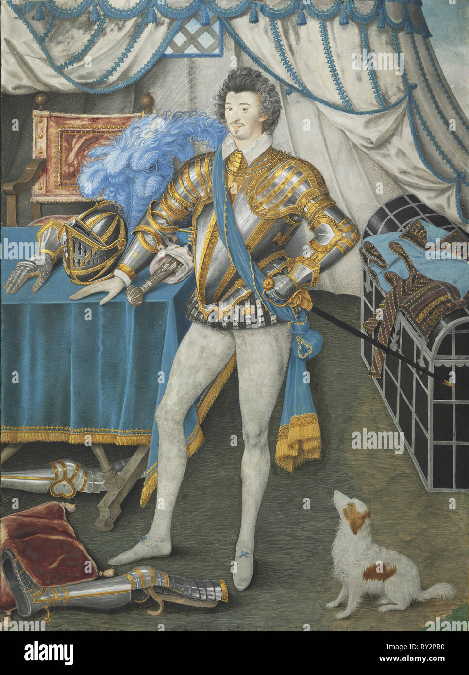Portrait de Sir Anthony Mildmay, Chevalier de Apethorpe, Northants, ch. 1590-1593. Nicholas Hilliard (britannique), ch. 1547-1619). Aquarelle sur papier vélin, monté sur carton monté sur bois ; sans encadrement : 23,3 x 17,4 cm (9 3/16 x 6 7/8 po Banque D'Images