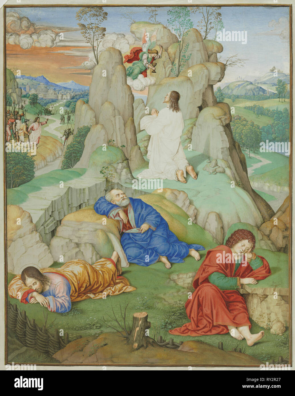 Miniature Pleine Page : l'agonie dans le jardin, 1490-1500. Probablement par Timoteo Viti (italien, 1469-1523). Tempera sur papier vélin ; feuille : 27 x 22 cm (10 5/8 x 8 11/16 in Banque D'Images