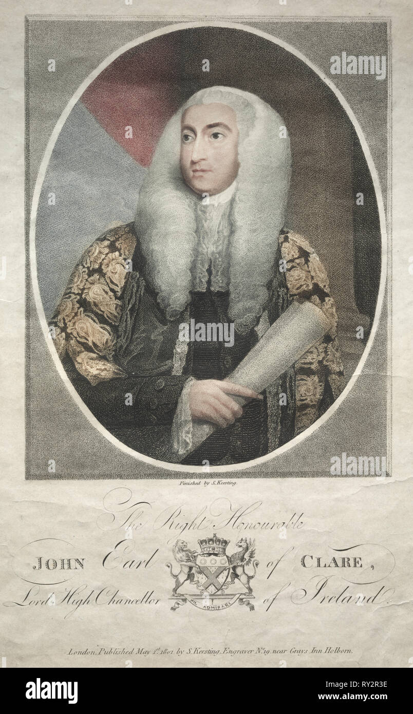 John Fitzgibbon, comte de Clare, 1801. S. Kersting (britannique). Gravure crépi Banque D'Images