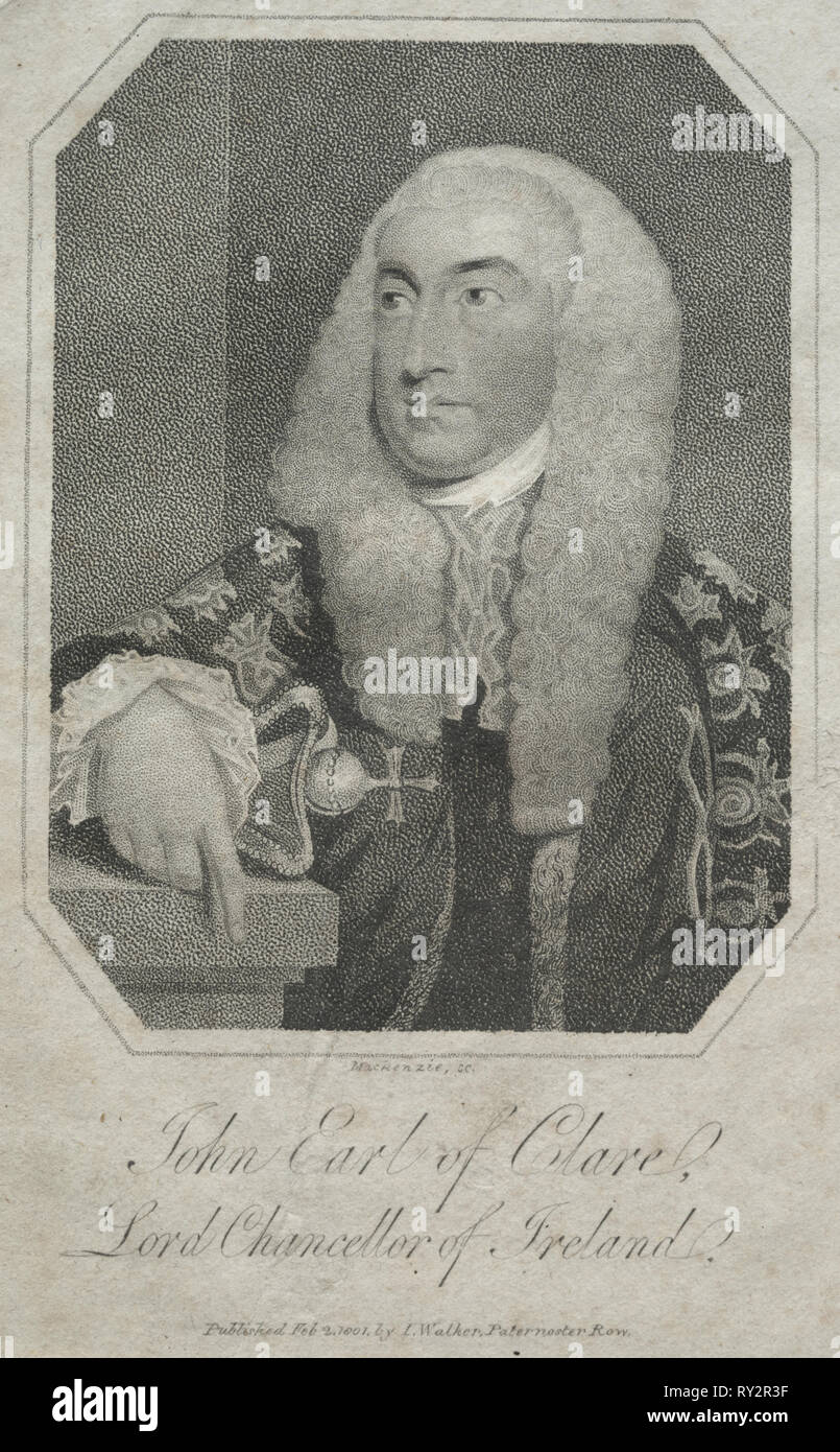 John Fitzgibbon, comte de Clare (1749-1802), 1801. Mackenzie (britannique). Gravure crépi Banque D'Images