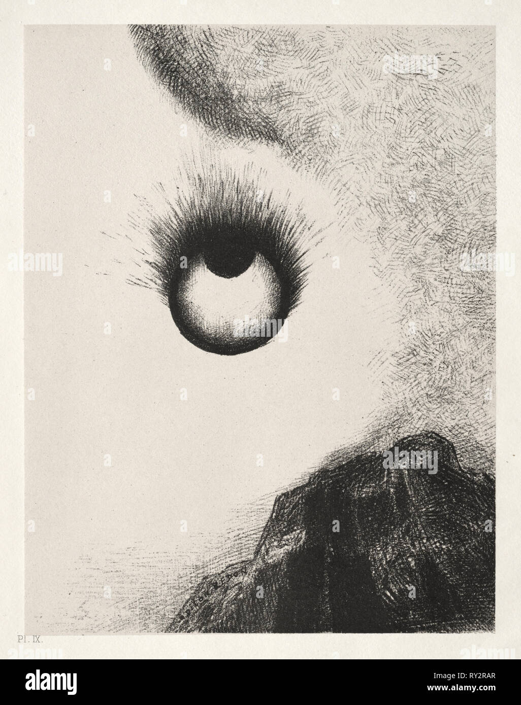 La Tentation de saint Antoine, 1888. Odilon Redon (Français, 1840-1916). Lithographie Banque D'Images