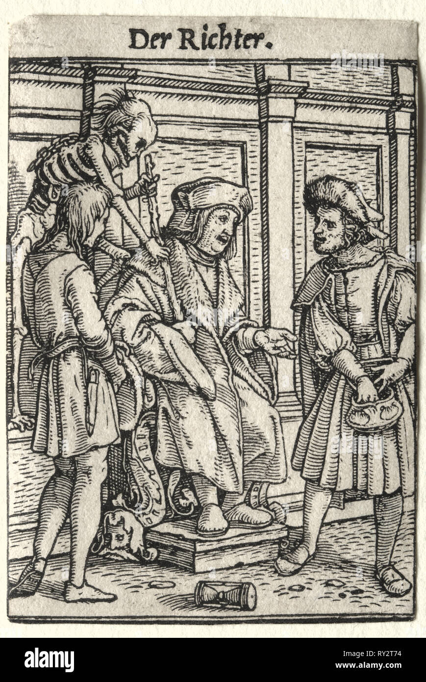 La danse de mort : le juge. Hans Holbein (allemand, 1497/98-1543). Gravure sur bois Banque D'Images
