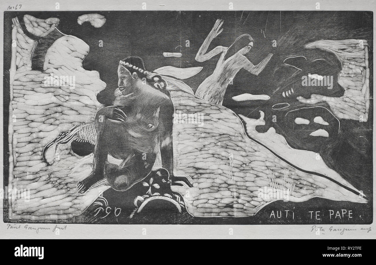 Noa Noa : les femmes à la rivière (Auti Te Pape), 1893-1894. Paul Gauguin (Français, 1848-1903). Gravure sur bois ; image : 20,3 x 35,6 cm (8 x 14 po Banque D'Images