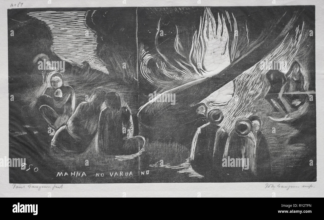 Noa Noa ; le diable parle (Mahna No Varua Ino), 1893-1894. Paul Gauguin (Français, 1848-1903). Gravure sur bois Banque D'Images