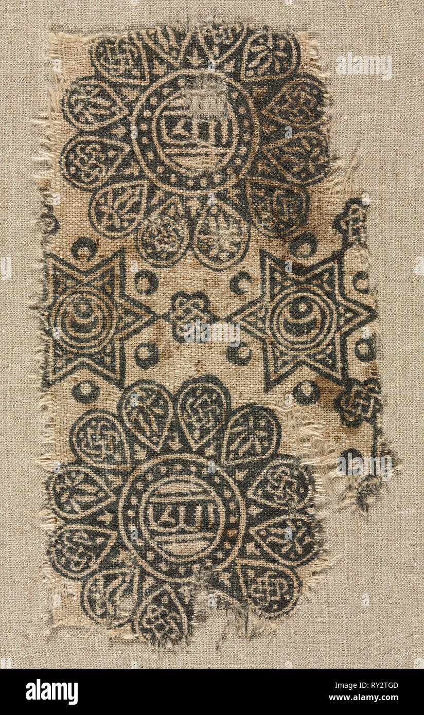 Fragment d'un bloc de bois pour imprimer sur toile, 1200s - 1300s.  L'Egypte, période mamelouke,