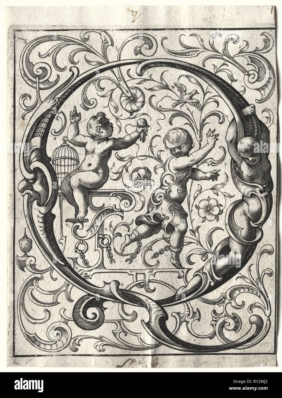 Nouvelle brochure ABC : Q, 1627. Lucas Kilian (allemand, 1579-1637). Gravure Banque D'Images