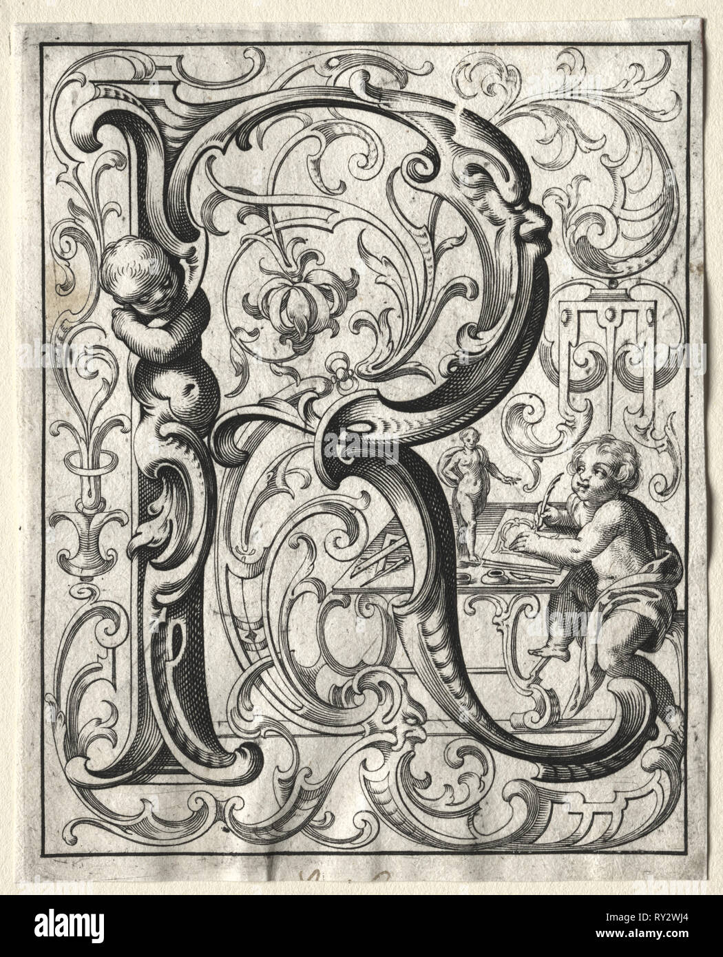 Nouvelle brochure ABC : R, 1627. Lucas Kilian (allemand, 1579-1637). Gravure Banque D'Images