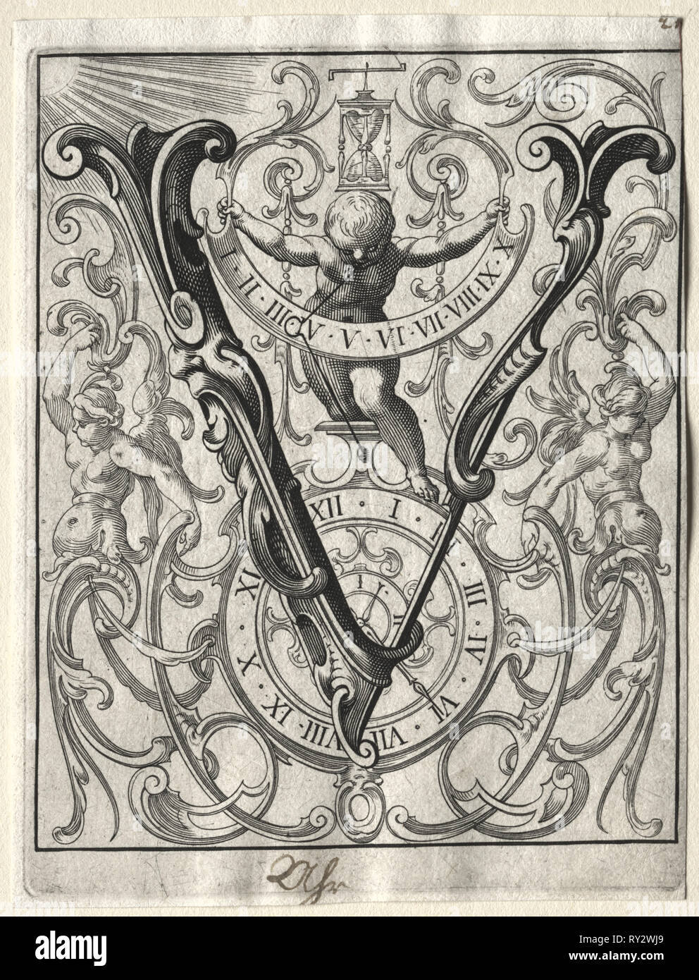 Nouvelle brochure ABC : V, 1627. Lucas Kilian (allemand, 1579-1637). Gravure Banque D'Images