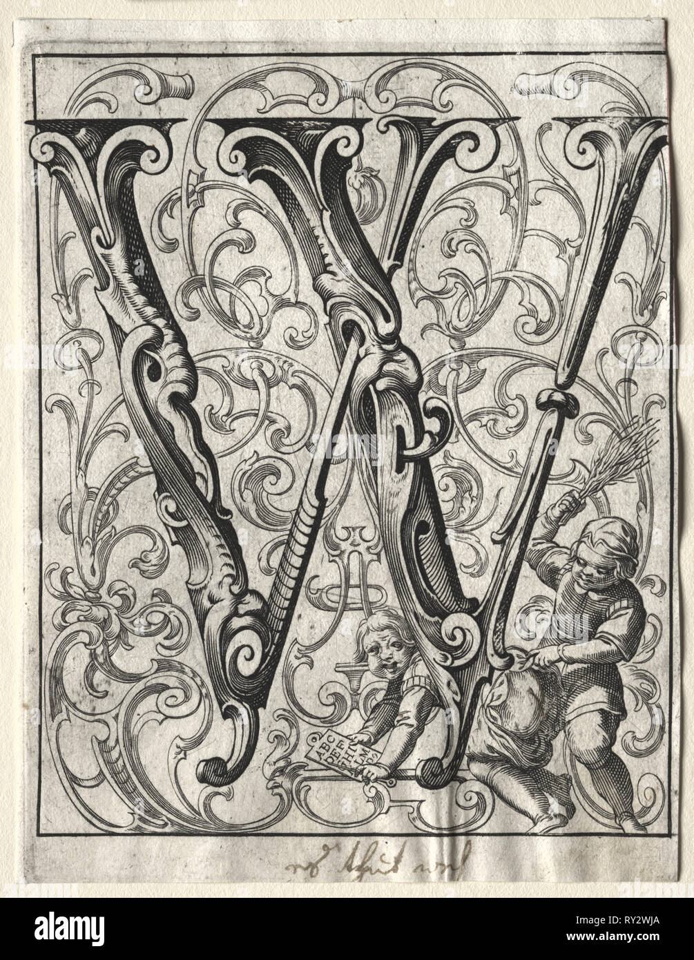 Nouvelle brochure ABC : W, 1627. Lucas Kilian (allemand, 1579-1637). Gravure Banque D'Images
