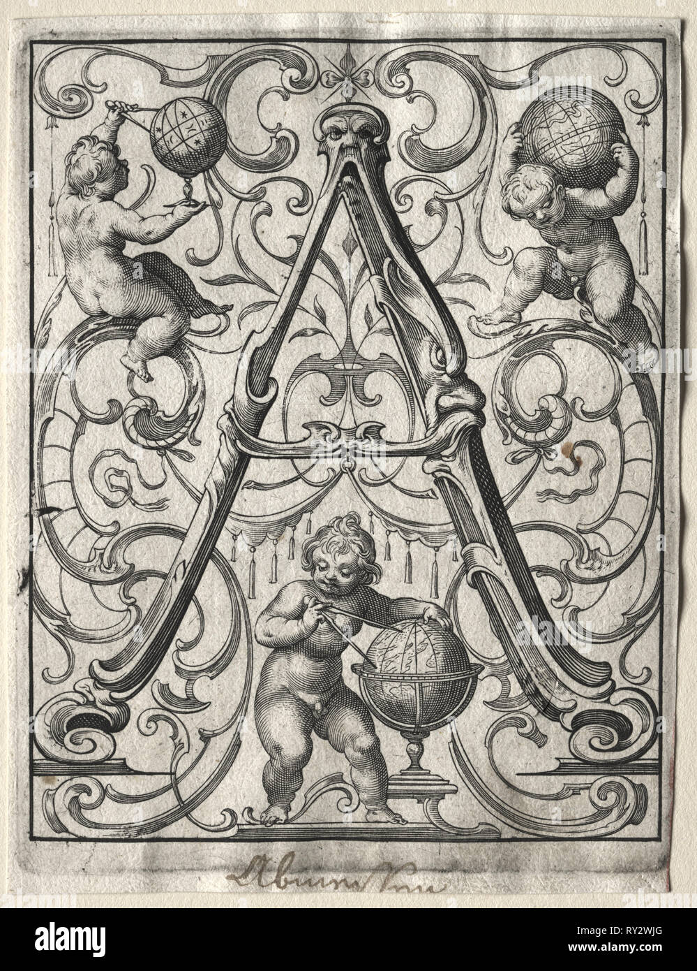 Nouvelle brochure : ABC A, 1627. Lucas Kilian (allemand, 1579-1637). Gravure Banque D'Images