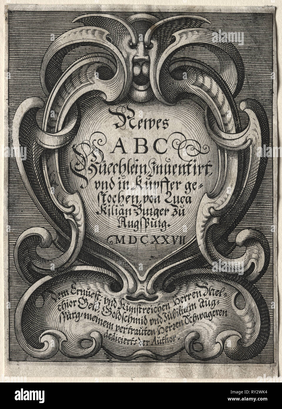 Nouvelle brochure ABC, 1627. Lucas Kilian (allemand, 1579-1637). Gravure Banque D'Images