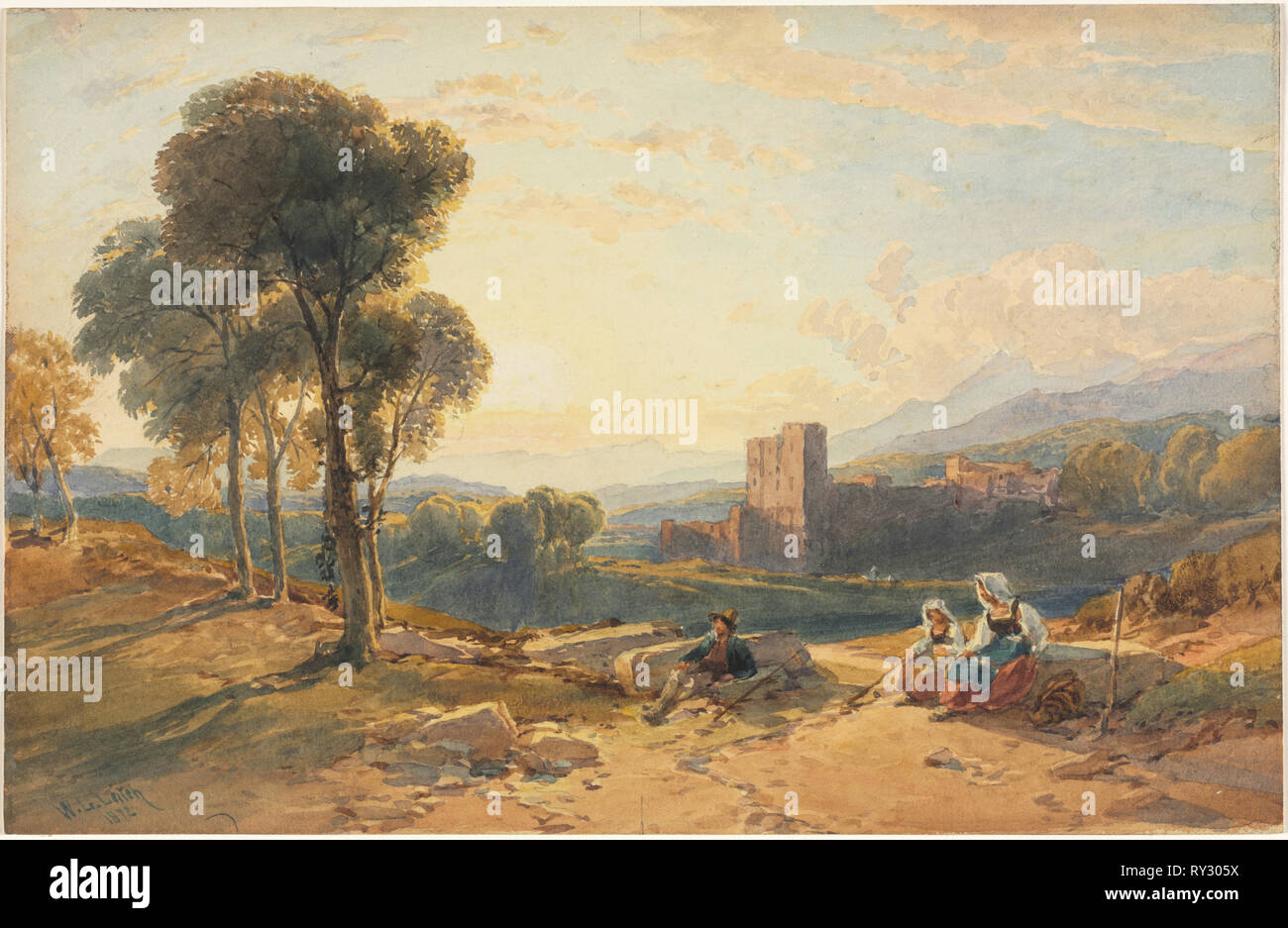 Paysage, Italie, 1872. William Leighton Leitch (britannique, 1804-1883). Aquarelle Banque D'Images