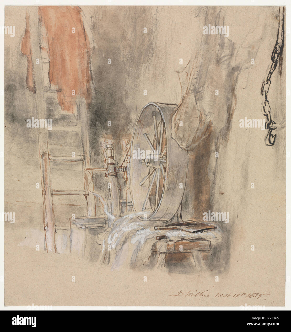 Etude pour 'la peep-O'-Jour Boys' cabine, à l'ouest de l'Irlande' ('The Sleeping Whiteboy'), 1835. David Wilkie (1785-1841), britannique. Aquarelle, gouache et brosse de point avec du graphite et encre brune ; feuille : 23,4 x 21,9 cm (9 3/16 x 8 5/8 po Banque D'Images