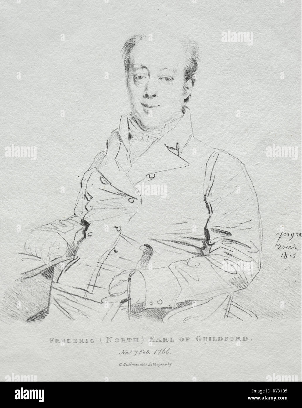 Frederic 5e comte de Guilford, 1815. Jean-Auguste-Dominique Ingres (Français, 1780-1867). Lithographie Banque D'Images