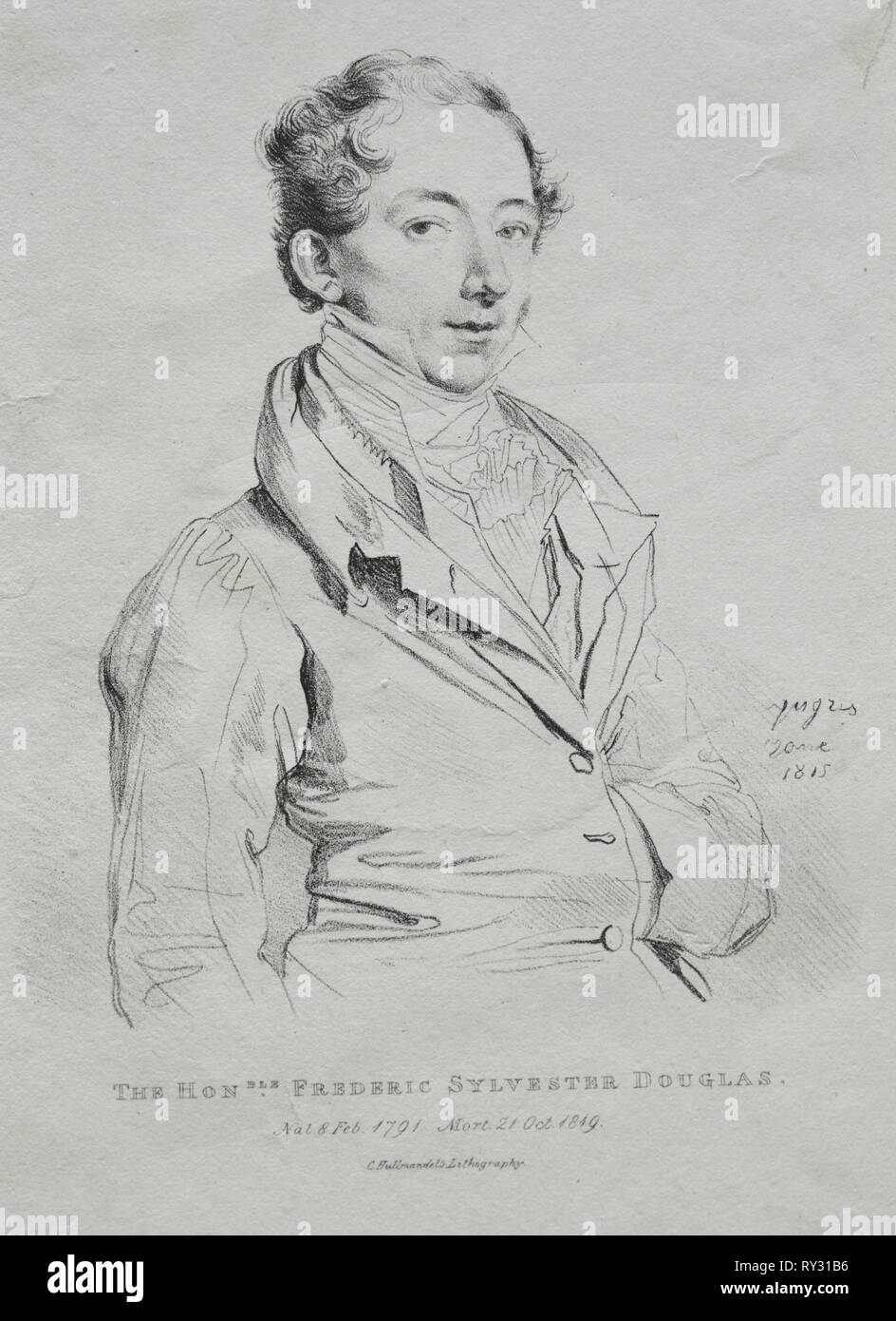 Honorables Frederic Sylvester Douglas, 1815. Jean-Auguste-Dominique Ingres (Français, 1780-1867). Lithographie Banque D'Images