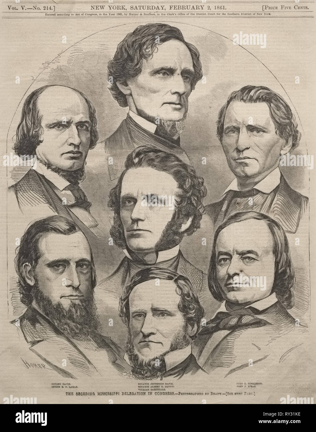 La délégation du Mississippi sécessionniste au Congrès, 1861. Winslow Homer (Américain, 1836-1910). La gravure sur bois Banque D'Images