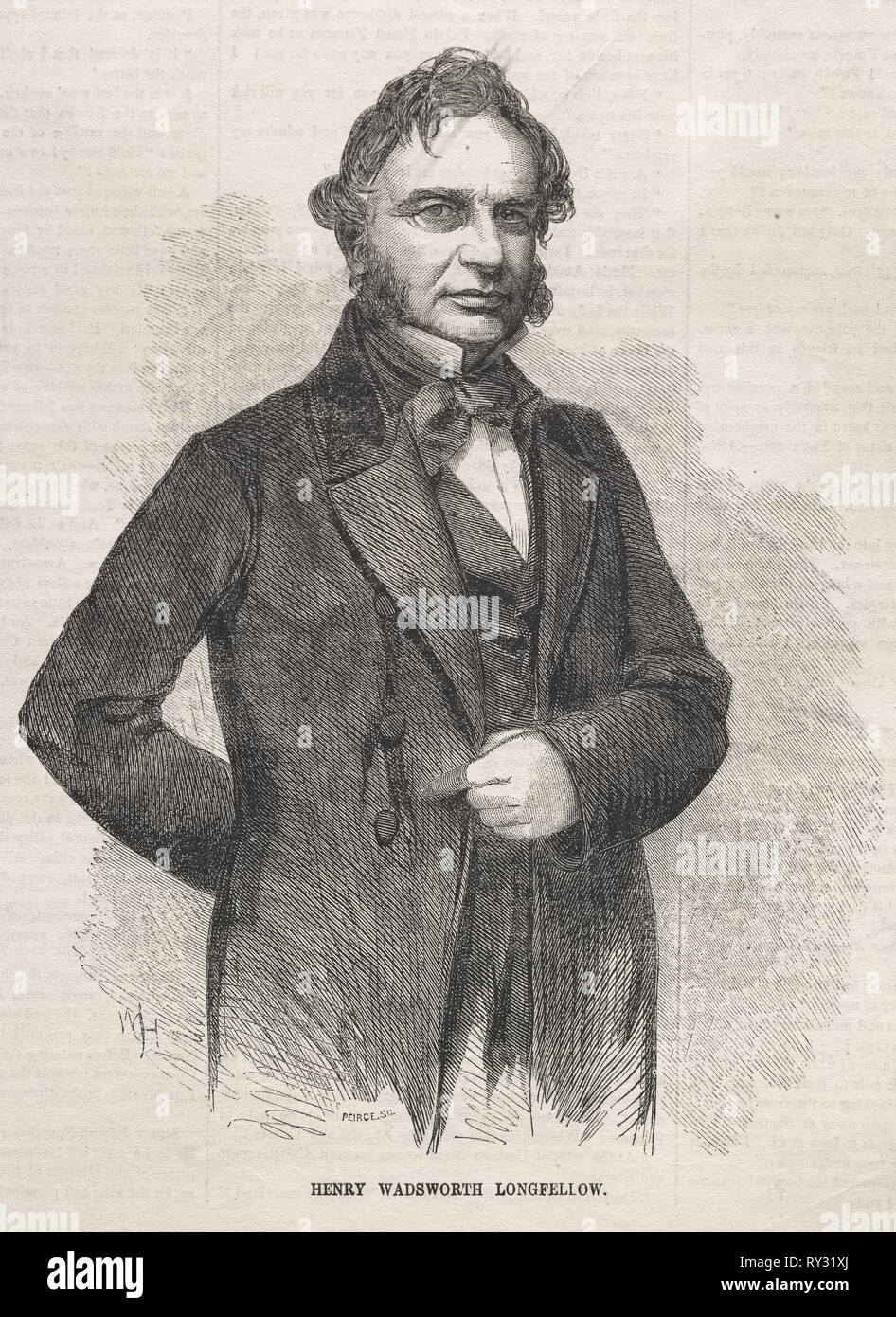 Henry Wadsworth Longfellow, 1858. Winslow Homer (Américain, 1836-1910). La gravure sur bois Banque D'Images