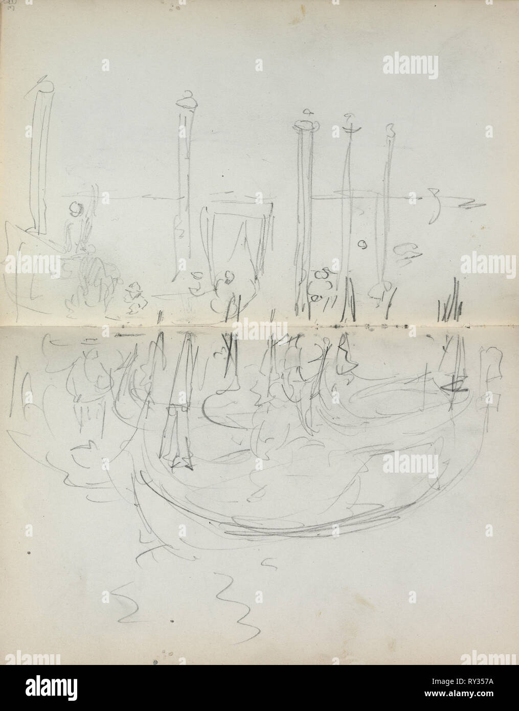 Carnet italien : vue sur le port vénitien (page 37 et 38), 1898-1899. Maurice Prendergast (Américain, 1858-1924). Fiche technique : crayon ; 16,7 x 10,8 cm (6 9/16 x 4 1/4 in Banque D'Images