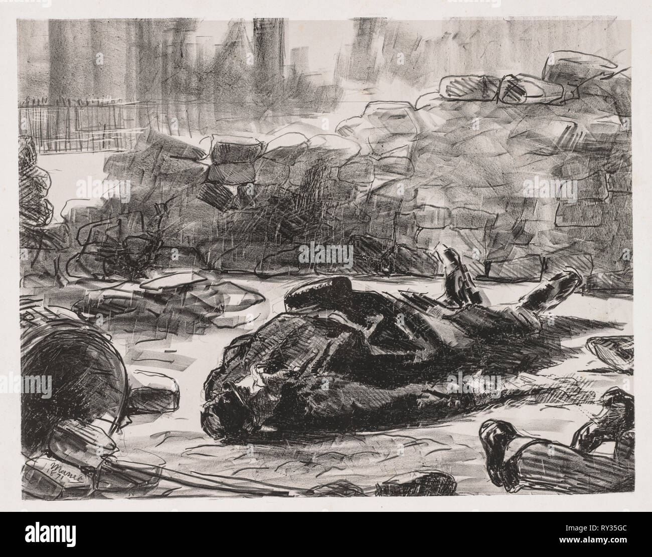 La guerre civile (la scène de la Commune de Paris), 1871. Edouard Manet (Français, 1832-1883). Lithographie Banque D'Images