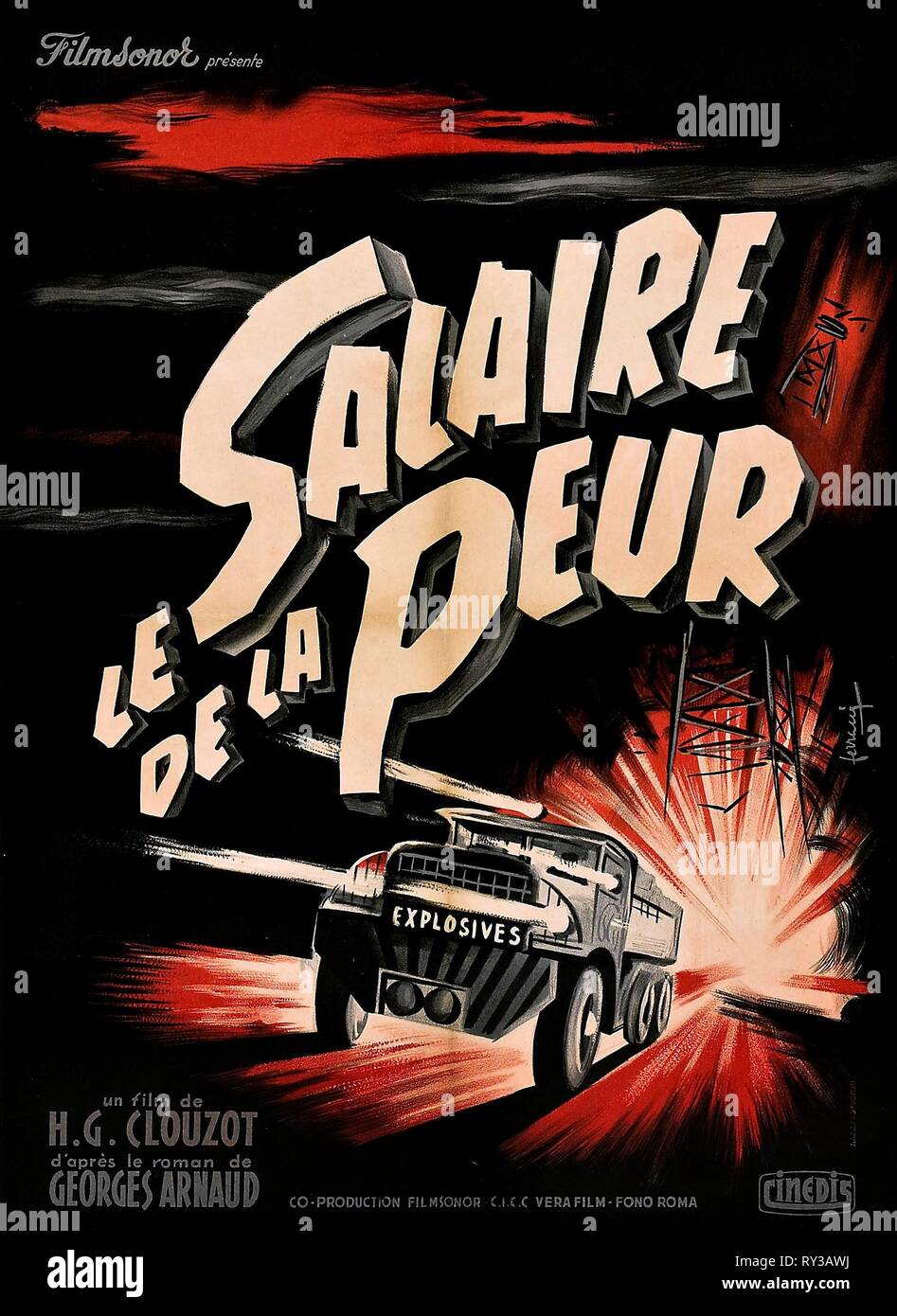 L'AFFICHE DE FILM, LE SALAIRE DE LA PEUR, 1953 Banque D'Images