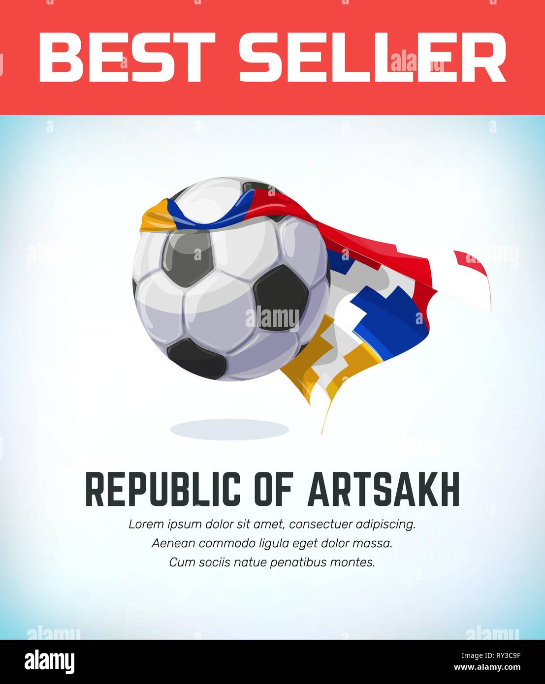 République de l'Artsakh football ou soccer ball. L'équipe nationale de football. Vector illustration. Illustration de Vecteur