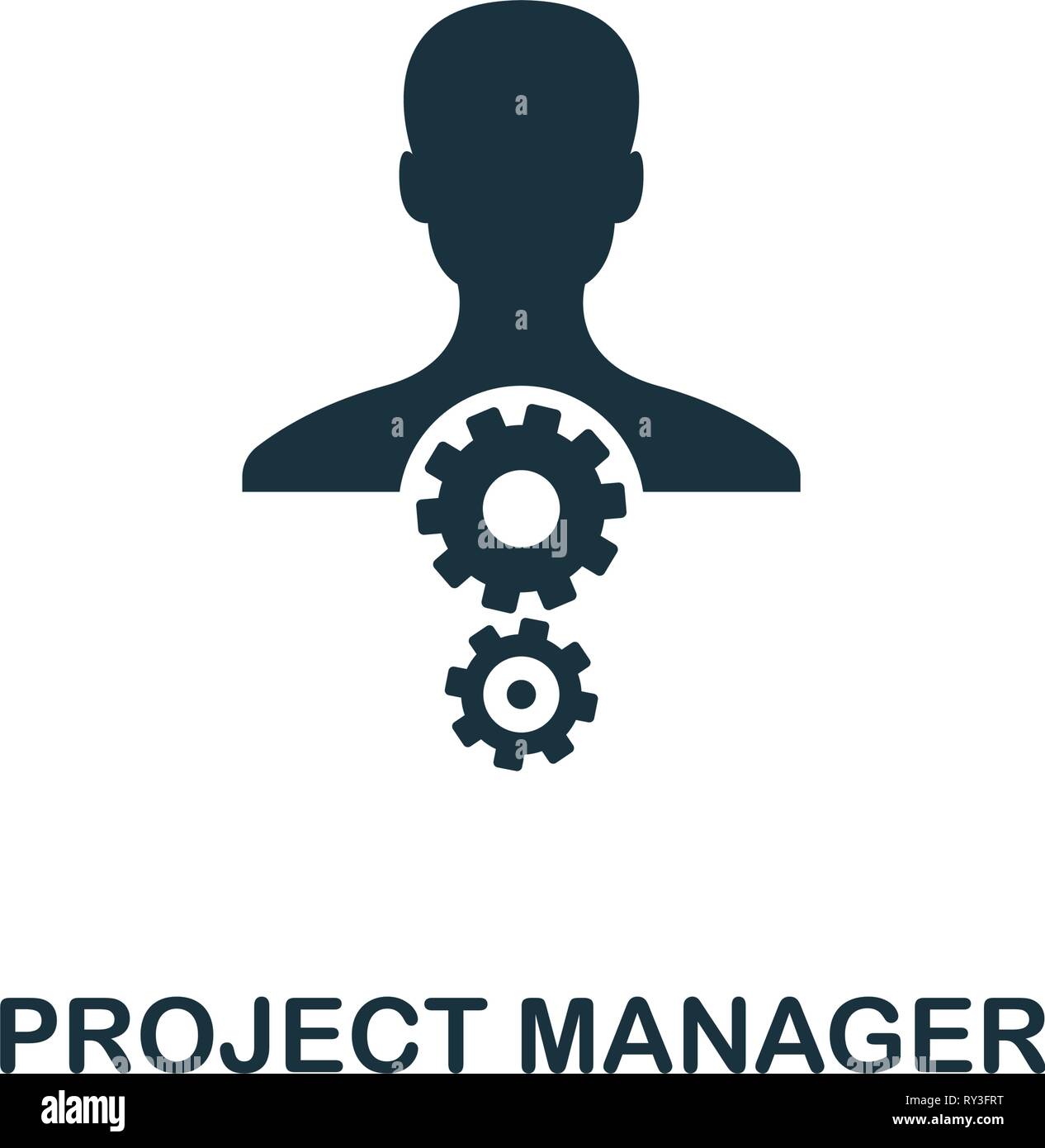 L'icône du gestionnaire de projet. L'élément créatif de design icônes de gestion des risques de collection. L'icône du gestionnaire de projet parfait pixel pour la conception web, apps, logiciels Illustration de Vecteur