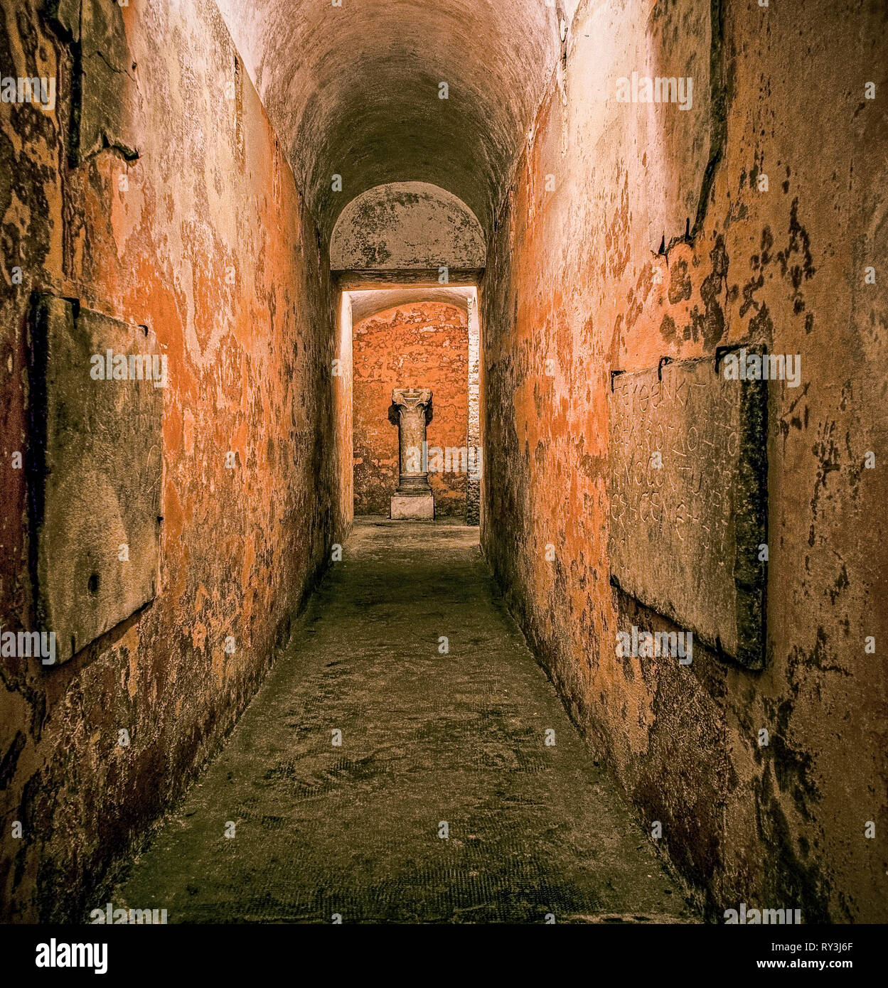 Italie Lazio Rome - Rome underground - archéologie romaine Santa Cecilia in Trastevere Banque D'Images