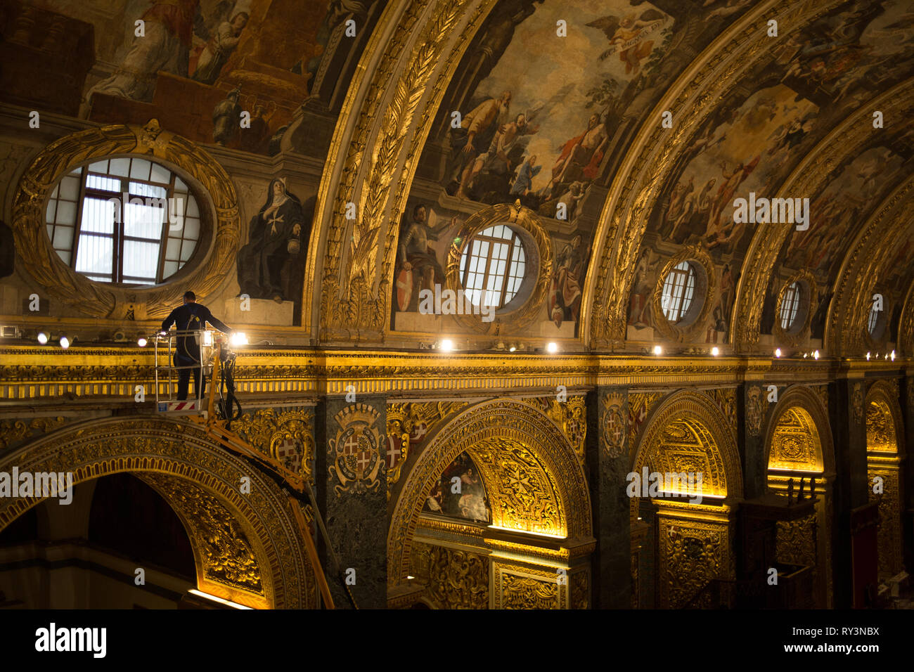 Intérieur de St John's Co-cathédrale, à La Valette, Malte, 22 février 2019. Banque D'Images