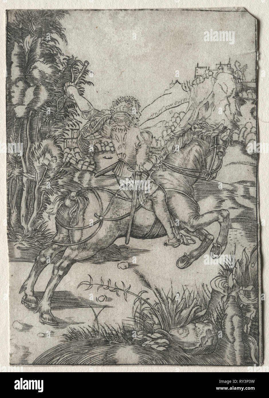 Le Petit Messager, années 1500. Allemagne, 16ème siècle. Gravure Banque D'Images