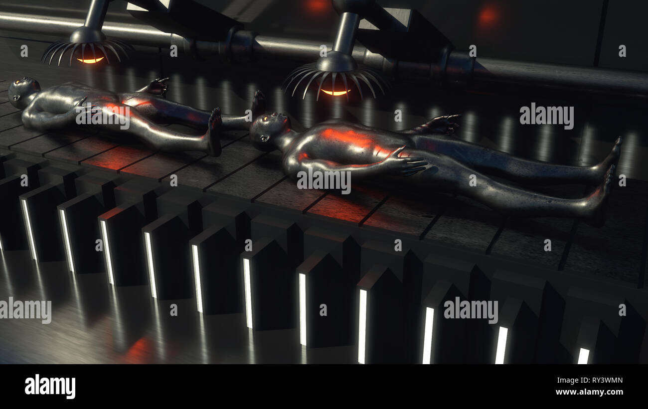 3D render. Silhouettes humanoïdes clonage Banque D'Images