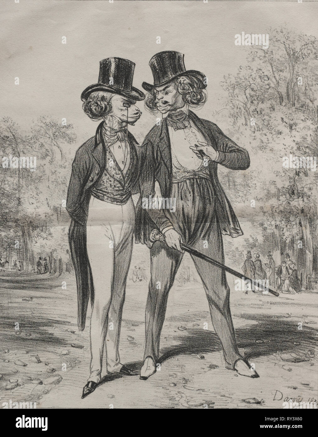 Incroyables Modes. Les Lions d'automne 1839. Darny (Français). Lithographie Banque D'Images