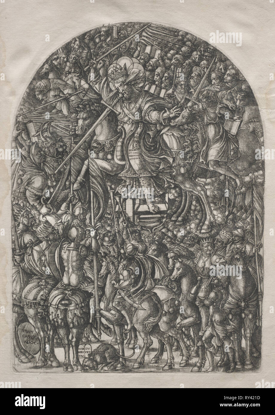 L'Apocalypse : le Christ monté sur un cheval blanc, 1546-1556. Jean Duvet (Français, 1485-1561). Gravure Banque D'Images